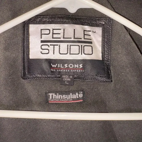 Wilsons Leather Pelle Studio Jacket Mens Large Black Thinsulate Bomber Jacket